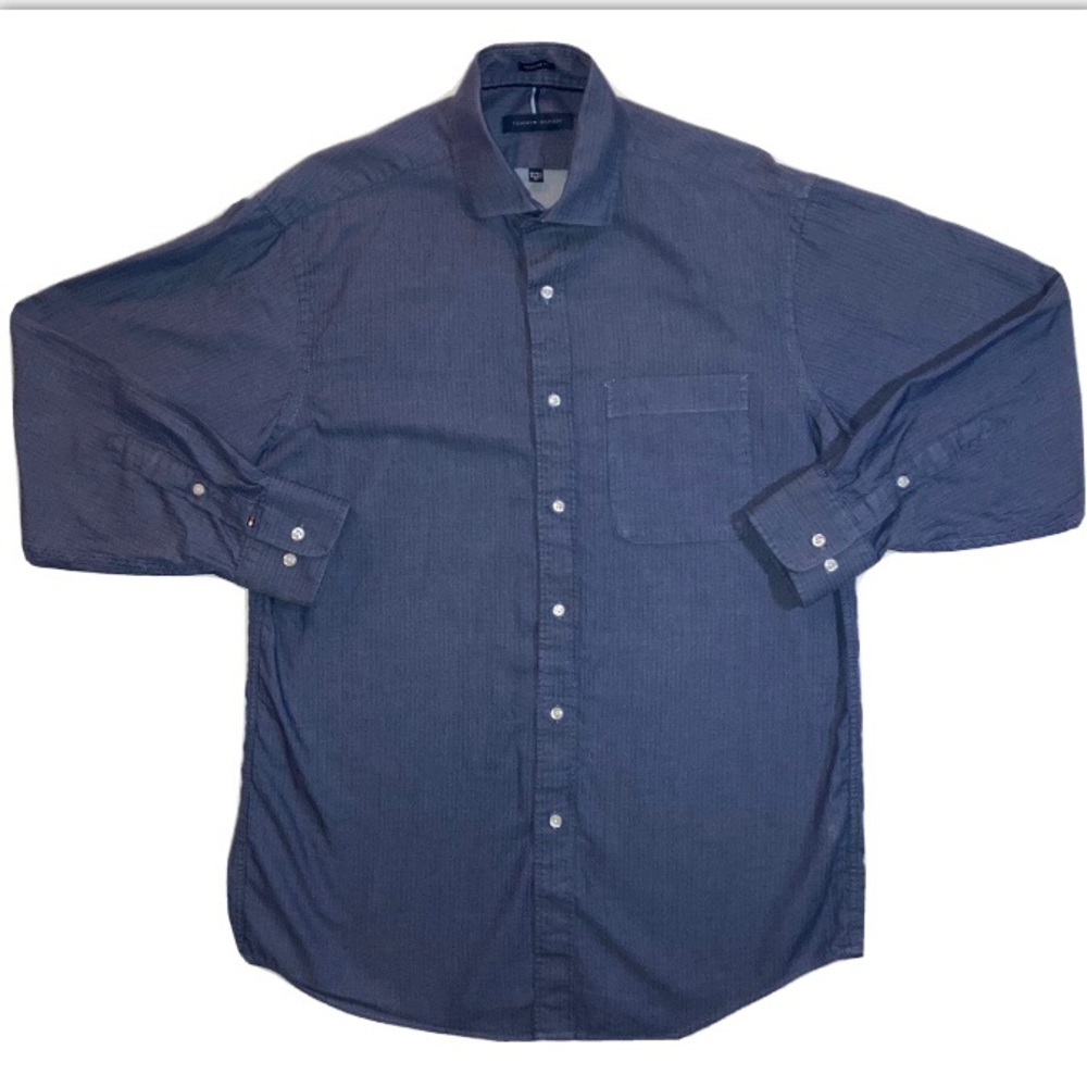 Tommy Hilfiger - Blue Long Sleeve Button Up with Flag Logo